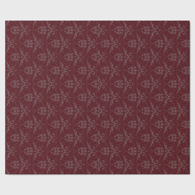 Elegant Burgundy Damask Wrapping Paper (Seam)