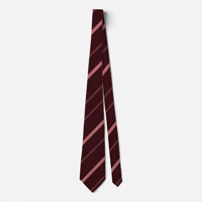 Elegant Burgundy Diagonal Lines Striped Tie (Front)