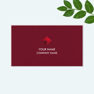 Elegant Burgundy Diamond Logo on Burgundy Business Card