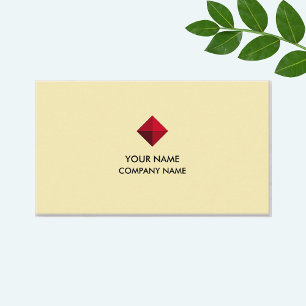 Elegant Burgundy Diamond Logo on Golden Beige Business Card