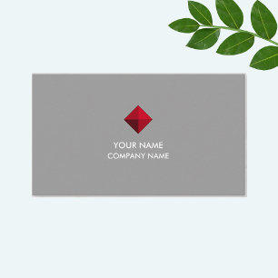 Elegant Burgundy Diamond Logo on Grey Business Card