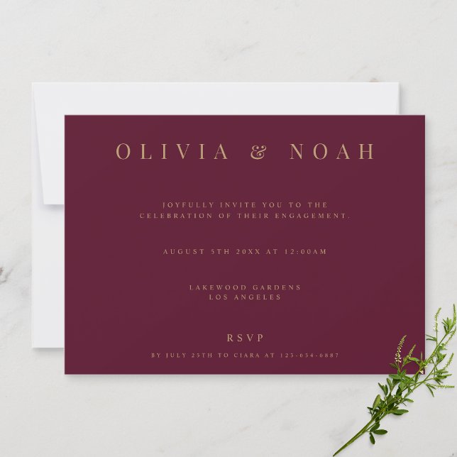 Elegant Burgundy Engagement Party Invitation (Creator Uploaded)