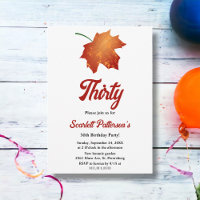 Elegant Burgundy Fall Leaves Autumn 30th Birthday
