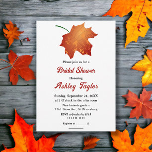 Elegant Burgundy Fall Leaves Autumn Bridal Shower Invitation