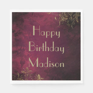 Elegant Burgundy & Faux Gold Napkin