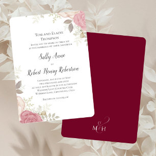 Elegant Burgundy Floral Custom Wedding Invitation