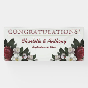 Elegant Burgundy Floral - Hanging Wedding Banner