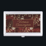 Elegant Burgundy Floral Personalised Business Card Holder<br><div class="desc">This is a beautiful simple yet classy flower and vine that is a very elegant look. Add your name to personalise. The burgundy colour is beautiful. Add this piece with a few other accessories and you’ll have an over-the-top class business accessory collection. A faux rustic burgundy background adds to the...</div>