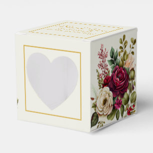 Elegant Burgundy Floral Roses Wedding  Favour Boxe Box