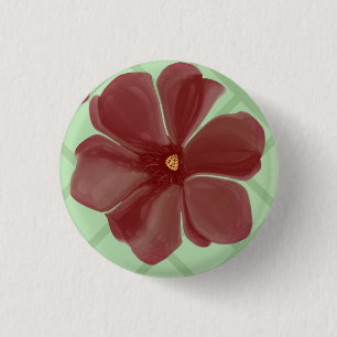Elegant Burgundy Floral & Sage Green Lattice Patte 3 Cm Round Badge