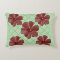 Elegant Burgundy Floral & Sage Green Lattice Patte