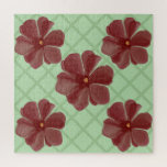 Elegant Burgundy Floral & Sage Green Lattice Patte Jigsaw Puzzle<br><div class="desc">Add timeless, vintage charm to your life with this elegant floral lattice pattern. The design showcases beautifully shaded, painterly burgundy flowers set against a crisp, sage green diamond trellis background. Blending organic botanical art with clean geometric lines, this pattern is a perfect fit for Grandmillennial, Cottagecore, and home decor. It...</div>