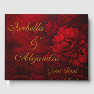 Elegant Burgundy Floral Wedding  Guest Book