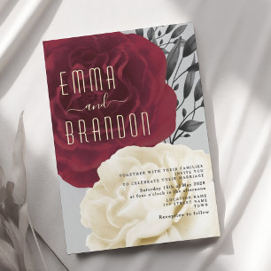 Elegant Burgundy Floral Wedding Invitation