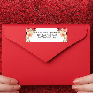 Elegant Burgundy Floral Wedding Return Address