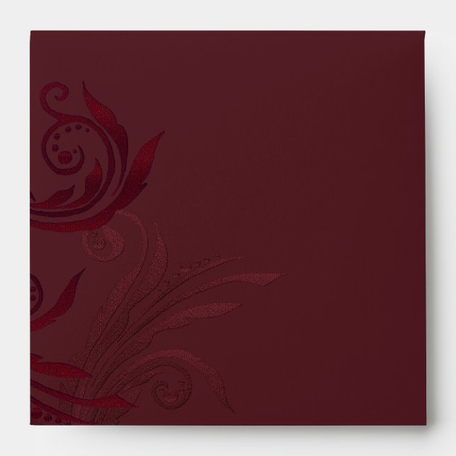 Elegant Burgundy Flourish Custom Wedding Envelope (Front)
