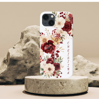 Elegant Burgundy Flowers iPhone 13 Case