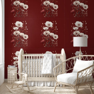 Elegant Burgundy Flowers Floral Wallpaper