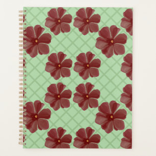 Elegant burgundy flowers on sage green planner
