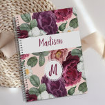 Elegant Burgundy Flowers Trendy Monogram Planner<br><div class="desc">An Elegant Burgundy Flower design decorates this planner cover and it can be personalised with your initial and name. Matching back.  View our full line of products in our Zazzle store.</div>