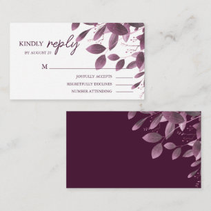 Elegant Burgundy Forest Leaf Wedding RSVP Enclosure Card