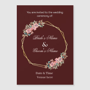 Elegant Burgundy Geometric Wedding Magnet Keepsake
