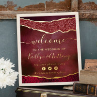 Elegant Burgundy & Gold Agate Wedding Welcome