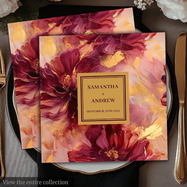 Elegant Burgundy Gold Blush Wedding Paper Napkins (Elegant Burgundy Gold Blush Wedding Paper Napkins)