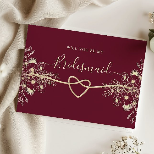 Elegant Burgundy Gold Bridesmaid Proposal Card (Creator Uploaded)