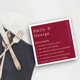 Elegant Burgundy Gold Classy Fun Facts Wedding Napkin
