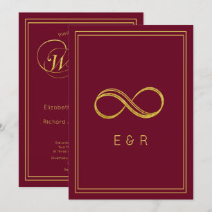 Elegant Burgundy Gold Eternity Wedding Invitation
