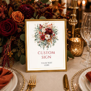 Elegant Burgundy Gold Floral Autumn custom 8x10 Poster