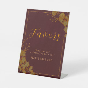 Elegant Burgundy & Gold Floral Favour Sign