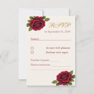 Elegant Burgundy & Gold Floral RSVP Card
