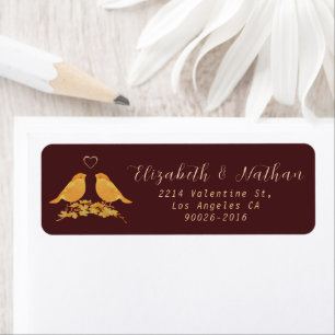 Elegant Burgundy Gold Flowers Return Address Label