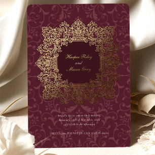 Elegant Burgundy Gold Foil Baroque Wedding