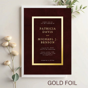 Elegant burgundy gold foil typography wedding