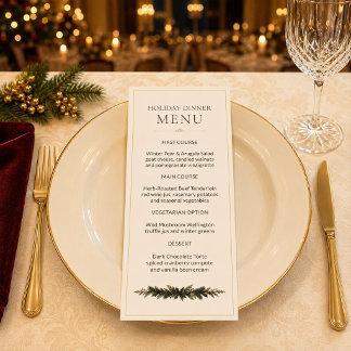 Elegant Burgundy Gold Holiday Dinner Menu