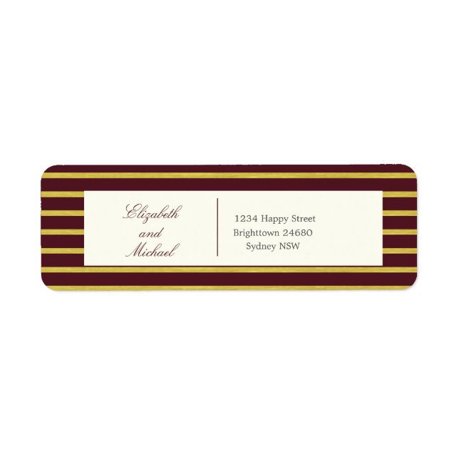 Elegant Burgundy Gold Return Address (Front)