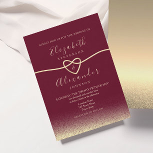 Elegant Burgundy Gold Wedding Invitation