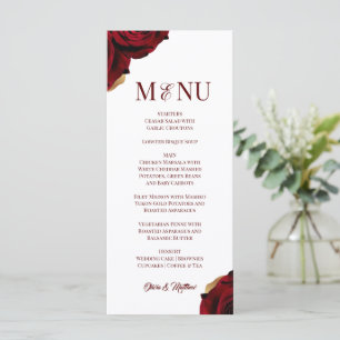 Elegant Burgundy Gold Wedding Menu