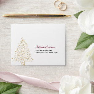 Elegant Burgundy Gold Winter Holiday Wedding RSVP Envelope