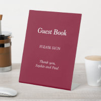 Elegant Burgundy Guest Book Pedestal Sign