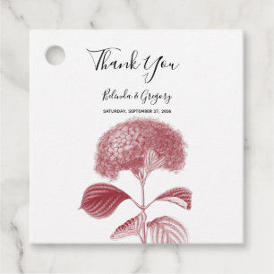 Elegant Burgundy Hydrangea Wedding Gift Favour Tags
