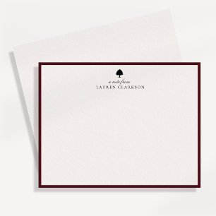Elegant Burgundy & Ivory Oak Stationery Note Card