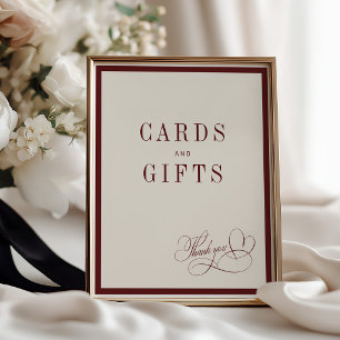 Elegant burgundy ivory wedding cards and gifts poster