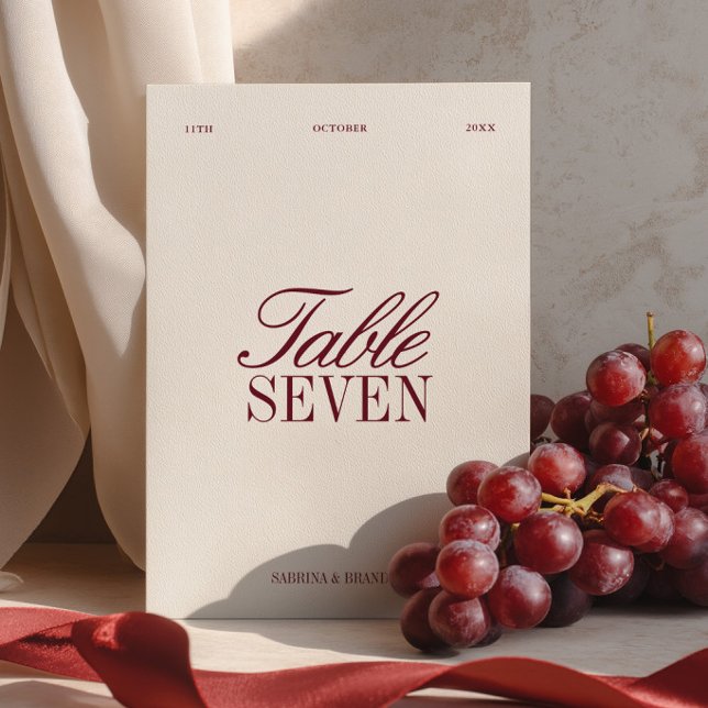 Elegant Burgundy & Ivory Wedding Table Number (Elegant Burgundy & Ivory Wedding Table Number)