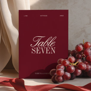 Elegant Burgundy & Ivory Wedding Table Number