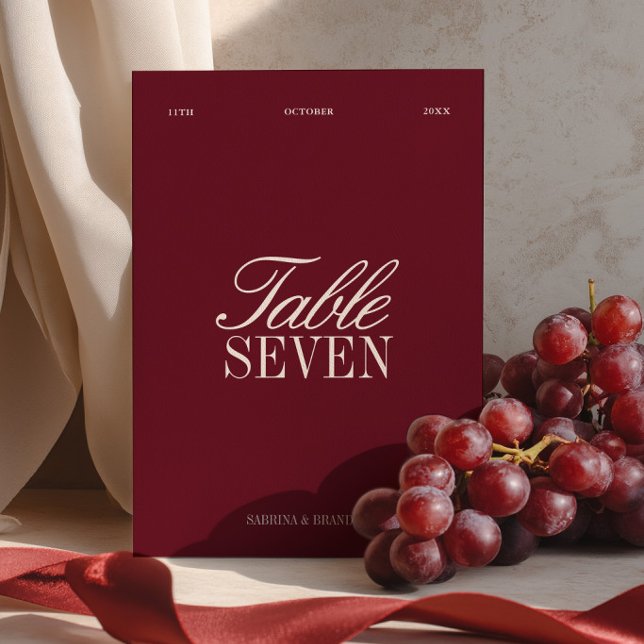 Elegant Burgundy & Ivory Wedding Table Number (Elegant Burgundy & Ivory Wedding Table Number)
