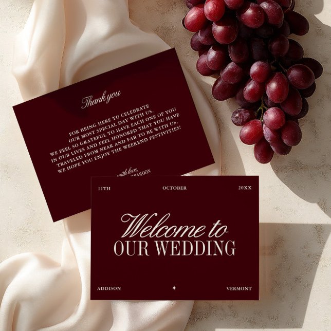 Elegant Burgundy & Ivory Wedding Welcome Card (Elegant Burgundy & Ivory Wedding Welcome Card)